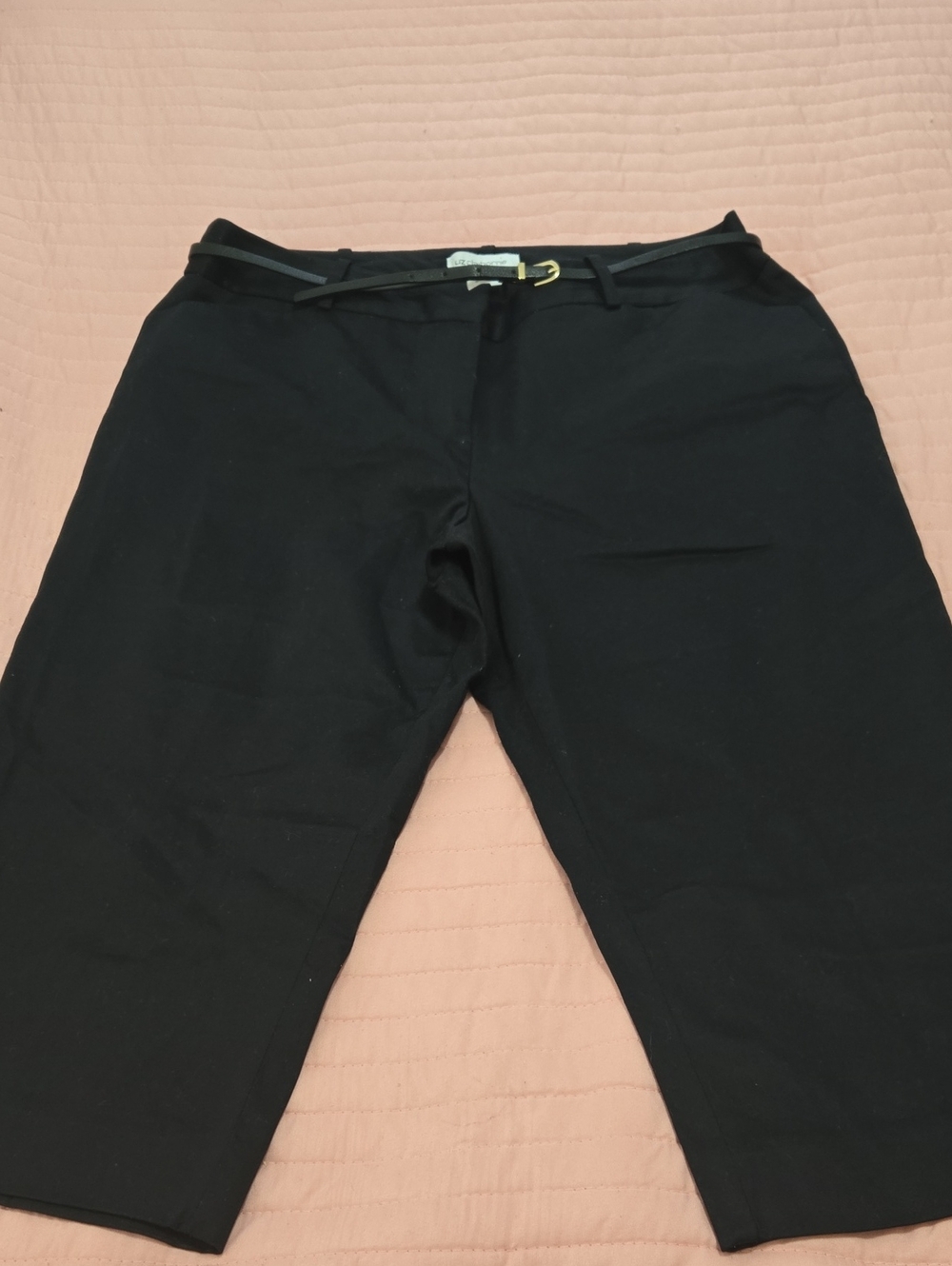 Liz Claiborne Women's Black Chinos with Slim Belt Detail
